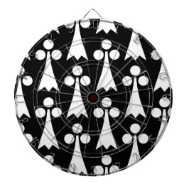 Ermine Pattern, Middeleeuws Patroon, Wit op Zwart Dartbord