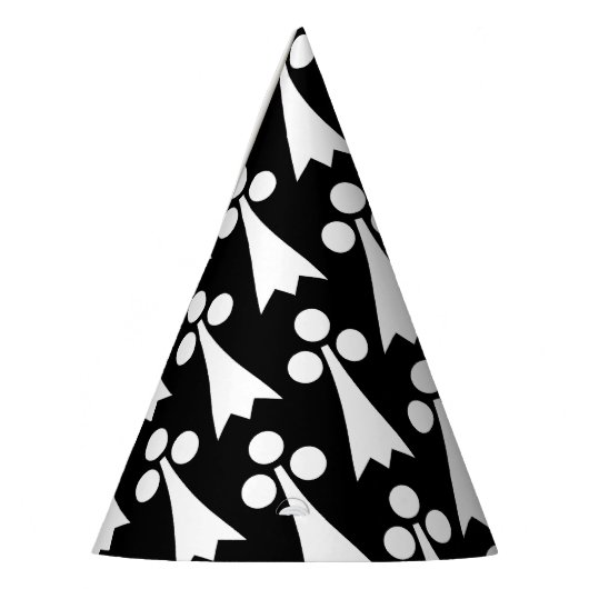 Ermine Pattern, Middeleeuws Patroon, Wit op Zwart Feesthoedjes (Links)