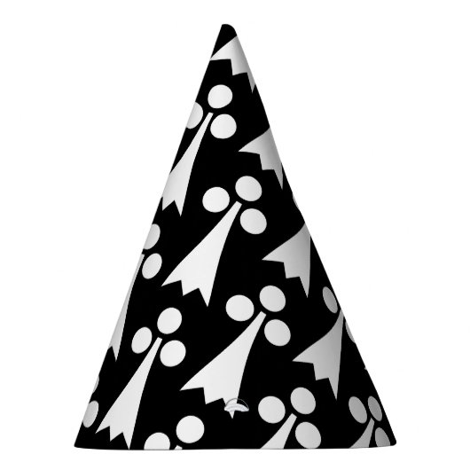 Ermine Pattern, Middeleeuws Patroon, Wit op Zwart Feesthoedjes (Rechts)