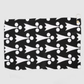 Ermine Pattern, Middeleeuws Patroon, Wit op Zwart Golfhanddoek (Horizontaal)