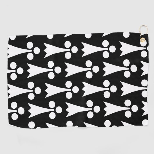 Ermine Pattern, Middeleeuws Patroon, Wit op Zwart Golfhanddoek (Horizontaal)