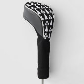 Ermine Pattern, Middeleeuws Patroon, Wit op Zwart Golfheadcover (Schuin)
