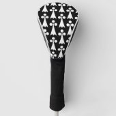 Ermine Pattern, Middeleeuws Patroon, Wit op Zwart Golfheadcover (Voorkant)