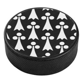 Ermine Pattern, Middeleeuws Patroon, Wit op Zwart Hockey Puck