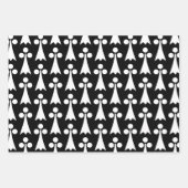 Ermine Pattern, Middeleeuws Patroon, Wit op Zwart Inpakpapier Vel (Voorkant 2)