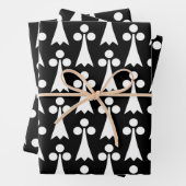 Ermine Pattern, Middeleeuws Patroon, Wit op Zwart Inpakpapier Vel (In situ)