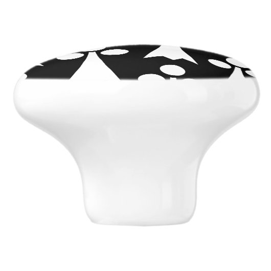 Ermine Pattern, Middeleeuws Patroon, Wit op Zwart Keramische Knop (Zijkant)