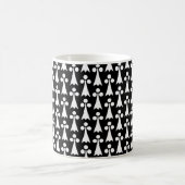 Ermine Pattern, Middeleeuws Patroon, Wit op Zwart Koffiemok (Center)