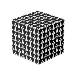 Ermine Pattern, Middeleeuws Patroon, Wit op Zwart Kubus