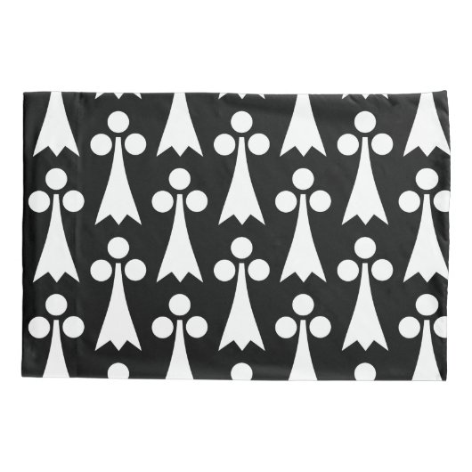 Ermine Pattern, Middeleeuws Patroon, Wit op Zwart Kussensloop (Achterkant)