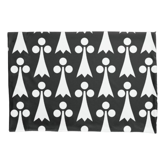 Ermine Pattern, Middeleeuws Patroon, Wit op Zwart Kussensloop (Voorkant)