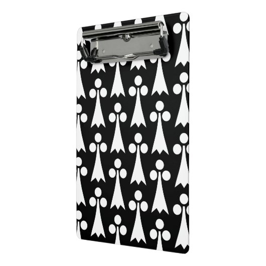 Ermine Pattern, Middeleeuws Patroon, Wit op Zwart Mini Klembord (Angled2)