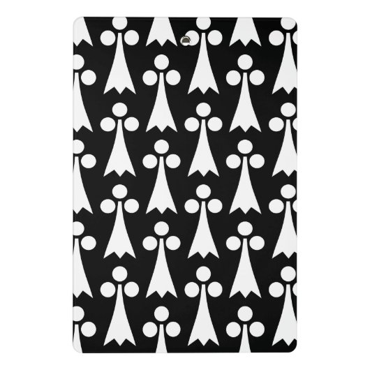 Ermine Pattern, Middeleeuws Patroon, Wit op Zwart Mini Klembord (Achterkant)