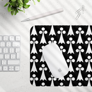 Ermine Pattern, Middeleeuws Patroon, Wit op Zwart Muismat