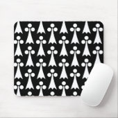 Ermine Pattern, Middeleeuws Patroon, Wit op Zwart Muismat (Met muis)