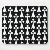 Ermine Pattern, Middeleeuws Patroon, Wit op Zwart Muismat (Voorkant)