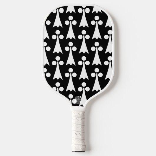 Ermine Pattern, Middeleeuws Patroon, Wit op Zwart Pickleball Paddle (Voorkant)