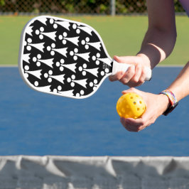 Ermine Pattern, Middeleeuws Patroon, Wit op Zwart Pickleball Paddle