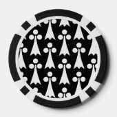 Ermine Pattern, Middeleeuws Patroon, Wit op Zwart Poker Chips (Achterkant)