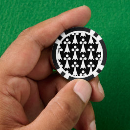 Ermine Pattern, Middeleeuws Patroon, Wit op Zwart Poker Chips