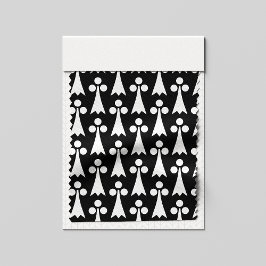 Ermine Pattern, Middeleeuws Patroon, Wit op Zwart Stof