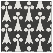 Ermine Pattern, Middeleeuws Patroon, Wit op Zwart Stof (Close Up)