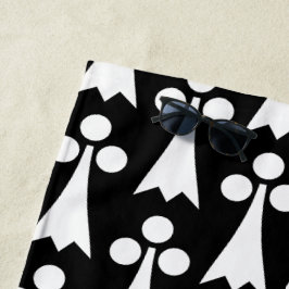 Ermine Pattern, Middeleeuws Patroon, Wit op Zwart Strandlaken