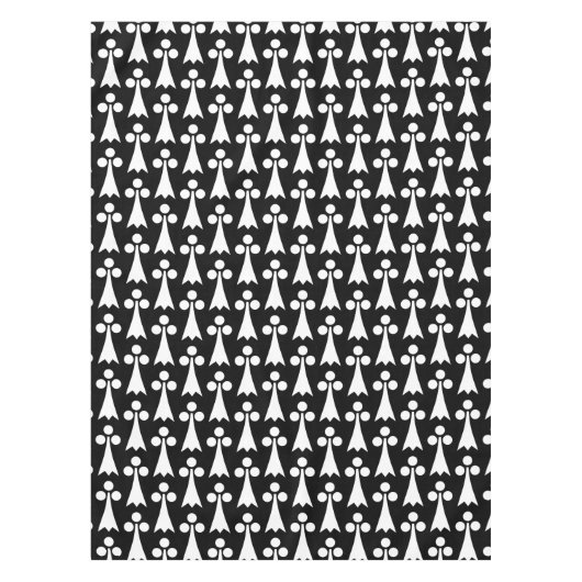 Ermine Pattern, Middeleeuws Patroon, Wit op Zwart Tafelkleed (Voorkant)