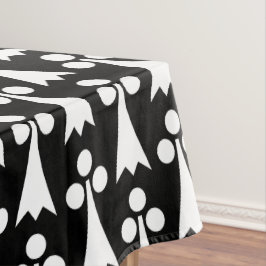 Ermine Pattern, Middeleeuws Patroon, Wit op Zwart Tafelkleed