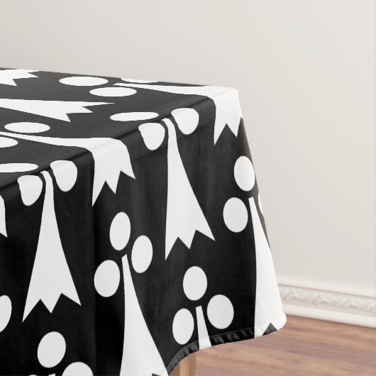 Ermine Pattern, Middeleeuws Patroon, Wit op Zwart Tafelkleed (Voorbeeld)