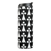Ermine Pattern, Middeleeuws Patroon, Wit op Zwart Thermosbeker (Gedraaid links)