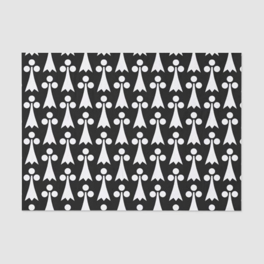 Ermine Pattern, Middeleeuws Patroon, Wit op Zwart Tissuepapier (Voorkant)