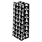 Ermine Pattern, Middeleeuws Patroon, Wit op Zwart Wijn Cadeautas (Achterkant Gekanteld)