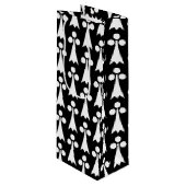 Ermine Pattern, Middeleeuws Patroon, Wit op Zwart Wijn Cadeautas (Voorkant Gekanteld)