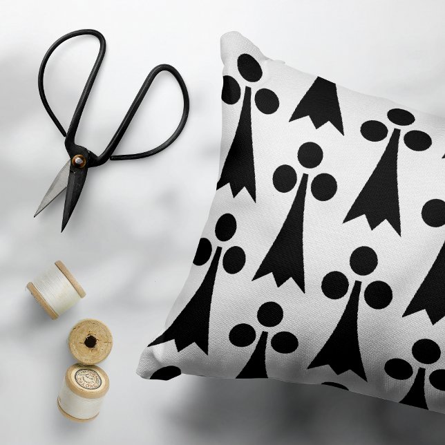 Ermine Pattern, Middeleeuws Patroon, Zwart op Wit Accent Kussen (Creator heeft geüpload)