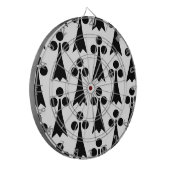Ermine Pattern, Middeleeuws Patroon, Zwart op Wit Dartbord (Voorkant Links)