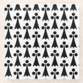 Ermine Pattern, Middeleeuws Patroon, Zwart op Wit Glazen Onderzetter (Voorkant)