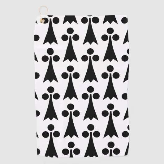 Ermine Pattern, Middeleeuws Patroon, Zwart op Wit Golfhanddoek (Voorkant)