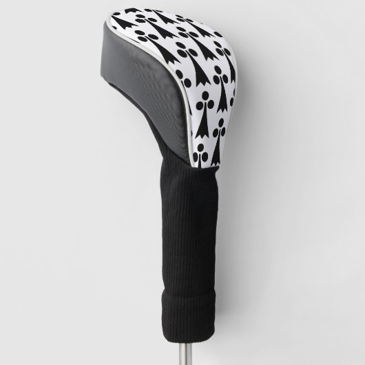 Ermine Pattern, Middeleeuws Patroon, Zwart op Wit Golfheadcover (Schuin)
