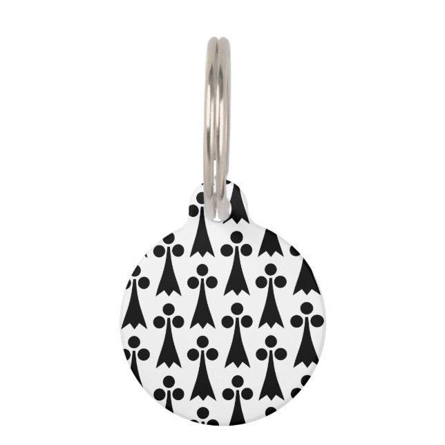 Ermine Pattern, Middeleeuws Patroon, Zwart op Wit Huisdierpenning (Voorkant)