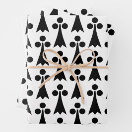Ermine Pattern, Middeleeuws Patroon, Zwart op Wit Inpakpapier Vel