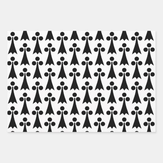 Ermine Pattern, Middeleeuws Patroon, Zwart op Wit Inpakpapier Vel (Voorkant)