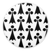 Ermine Pattern, Middeleeuws Patroon, Zwart op Wit Keramische Knop (Voorkant)