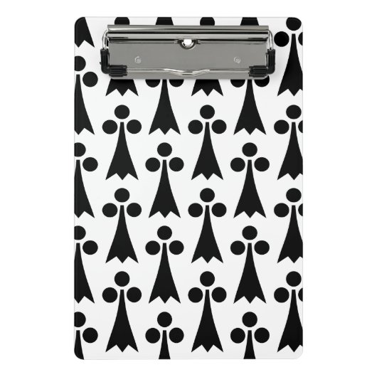 Ermine Pattern, Middeleeuws Patroon, Zwart op Wit Mini Klembord (Voorkant)