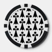 Ermine Pattern, Middeleeuws Patroon, Zwart op Wit Poker Chips (Voorkant)