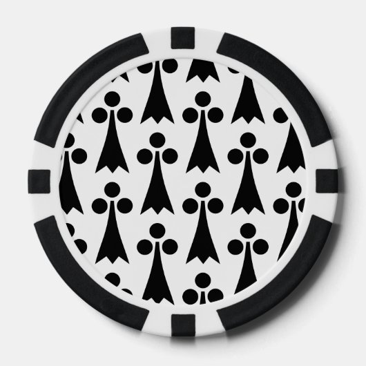 Ermine Pattern, Middeleeuws Patroon, Zwart op Wit Poker Chips (Voorkant)