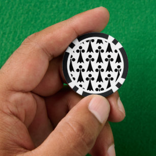 Ermine Pattern, Middeleeuws Patroon, Zwart op Wit Poker Chips