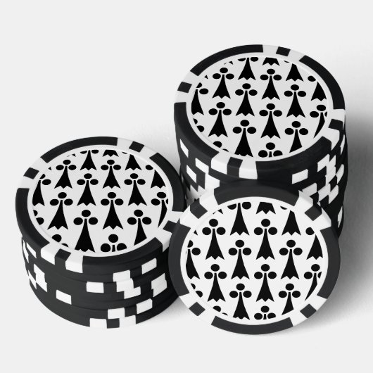 Ermine Pattern, Middeleeuws Patroon, Zwart op Wit Poker Chips (Opstapeling)