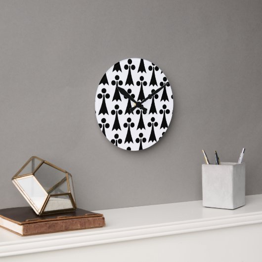 Ermine Pattern, Middeleeuws Patroon, Zwart op Wit Ronde Klok (Kantoor)