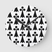 Ermine Pattern, Middeleeuws Patroon, Zwart op Wit Ronde Klok (Voorkant)